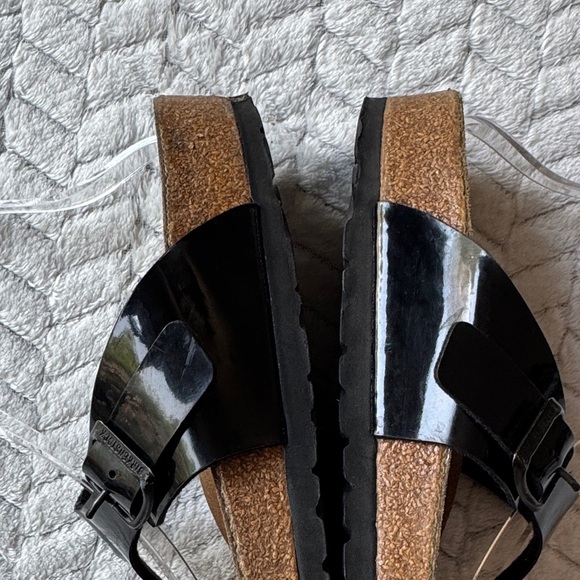 Birkenstock Gizeh Thong Black Glossy Sandals Size 39 - Picture 8 of 11